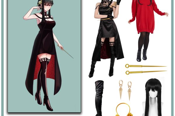Yor Forger red off-shoulder casual dress cosplay outfit