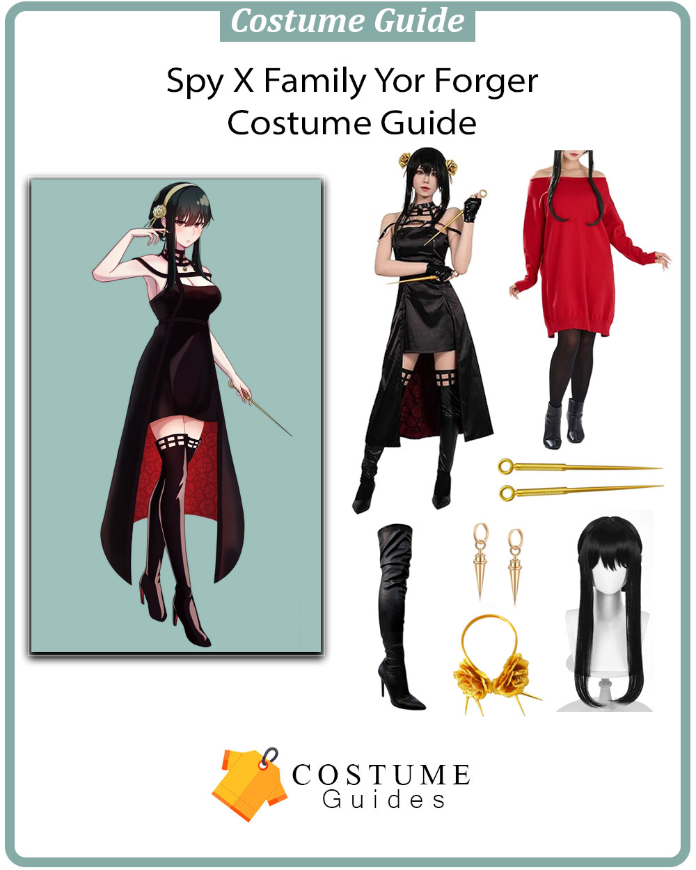 Yor Forger red off-shoulder casual dress cosplay outfit