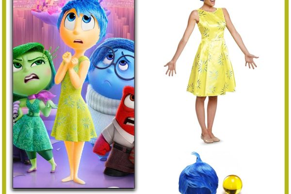Joy Inside Out 2 costume — yellow dress and blue wig