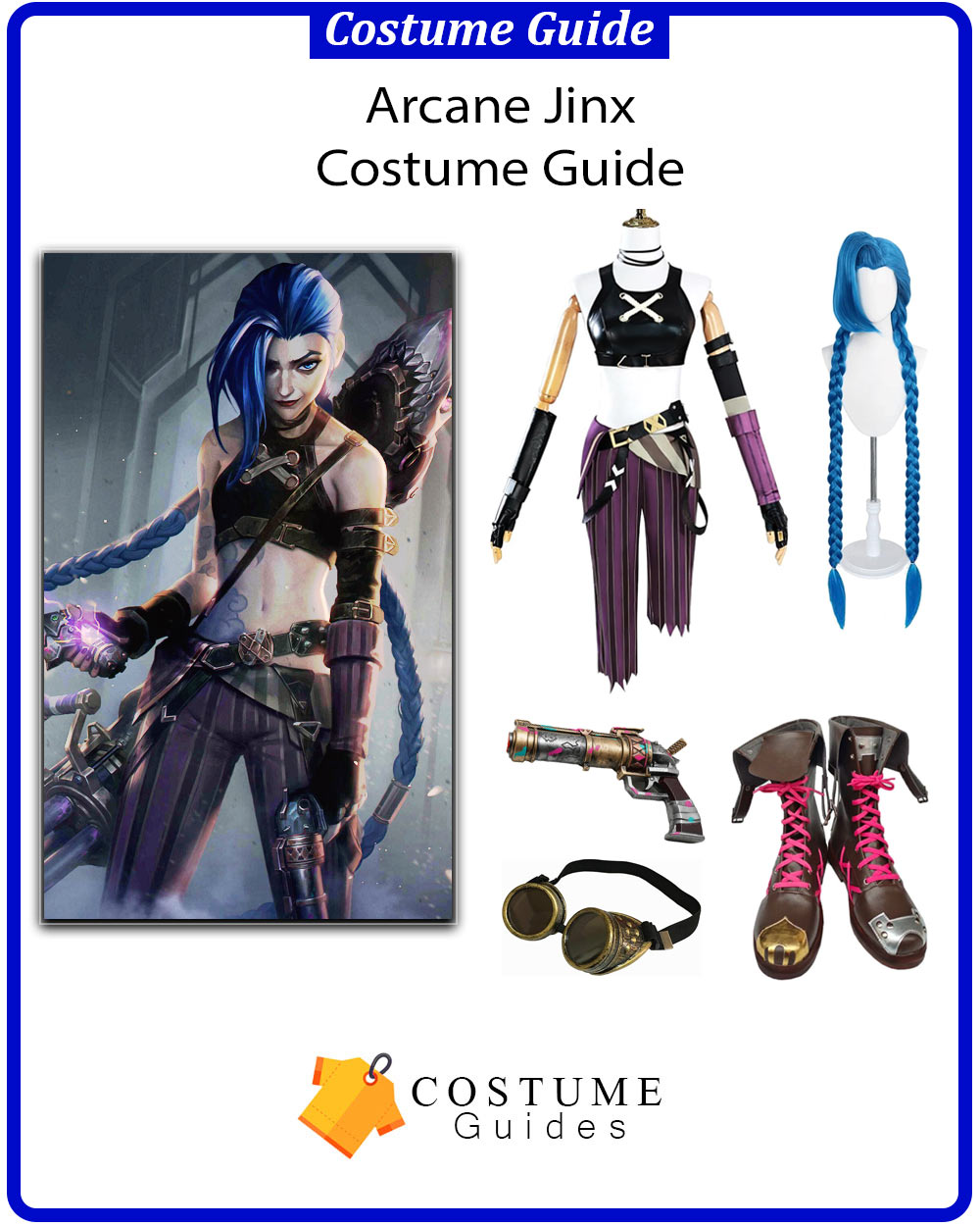 Jinx Arcane blue braid hairstyle cosplay costume