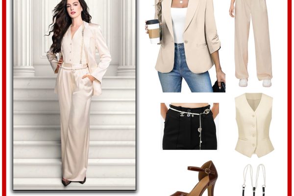 Andy Sachs 2026 fashion outfit blazer and trousers