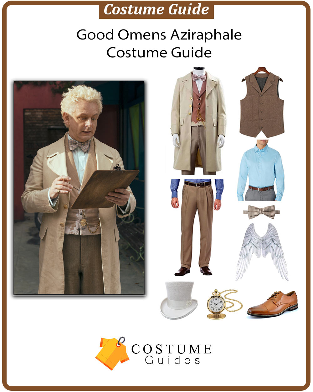 Aziraphale bow tie angel outfit close look