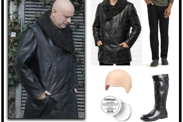 Uncle Fester costume from Wednesday Season 3 cosplay guide.