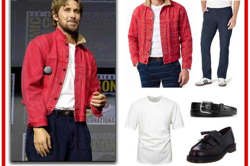 Ryan Gosling Ghost Rider costume with black leather biker jacket