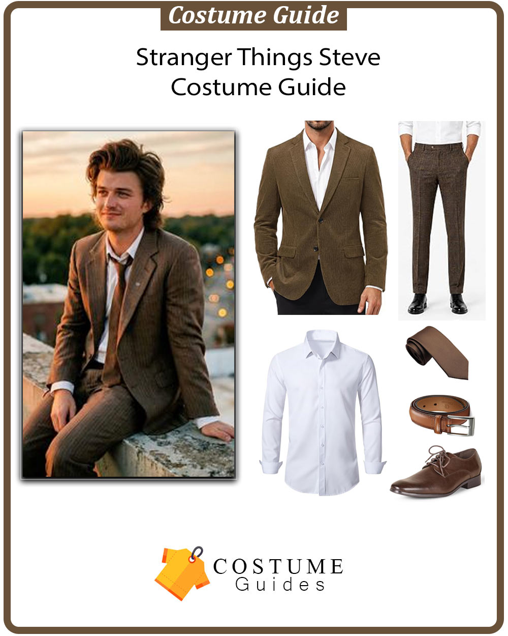 Joe Keery brown suit inspired costume
